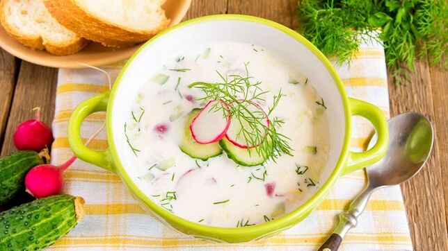 kuidas valmistada okroshkat Dukani dieedil